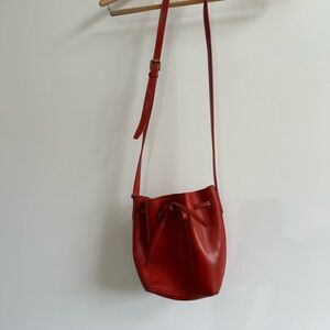 Red Leather Polo Ralph Lauren Bucket Bag